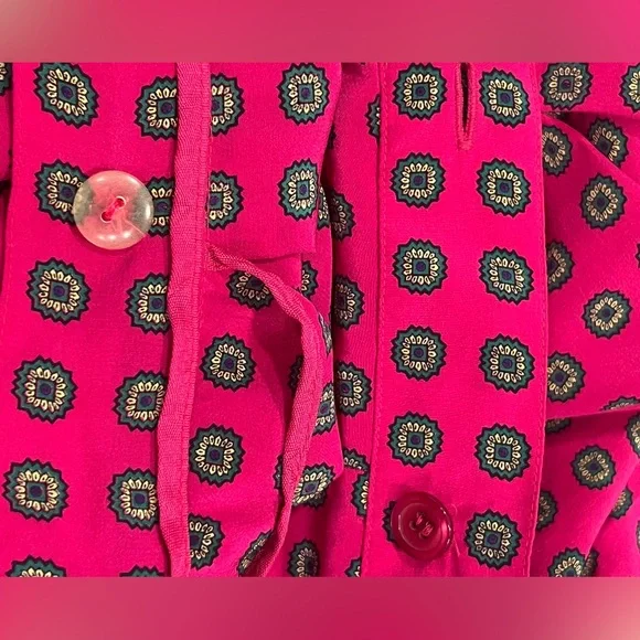 J.G. Hook Pink 100% Silk Midi Skirt Geometric Print Pleated Size 10 - Picture 10 of 10